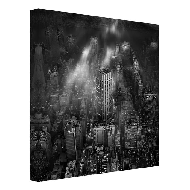 Telas decorativas em preto e branco Sunlight Over New York City