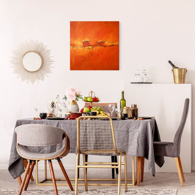 telas decorativas para sala de jantar Composition In Orange