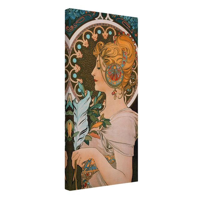 Telas decorativas réplicas de quadros famosos Alfons Mucha - The Feather