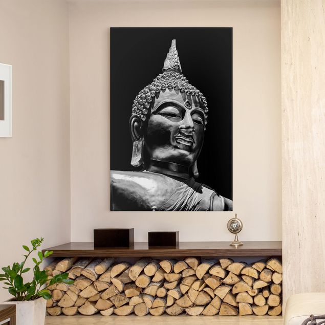 Telas decorativas réplicas de quadros famosos Buddha Statue Face