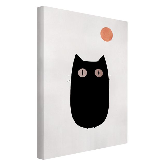 Telas decorativas réplicas de quadros famosos Black Cat Illustration