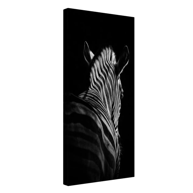 Telas decorativas em preto e branco Dark Zebra Silhouette