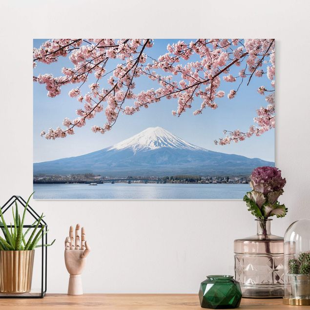 Quadros Ásia Cherry Blossoms With Mt. Fuji