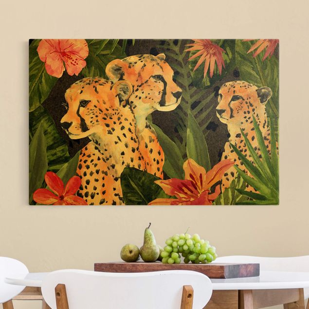 Telas decorativas gatos Three Cheetahs In The Jungle