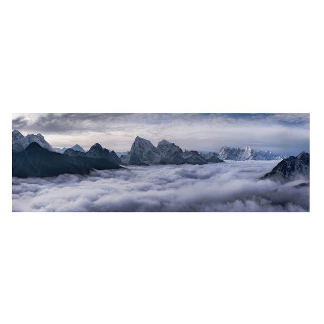 Telas decorativas em preto e branco Sea Of ​​Clouds In The Himalayas