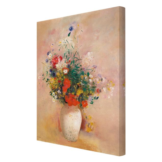 quadros flores Odilon Redon - Vase With Flowers (Rose-Colored Background)