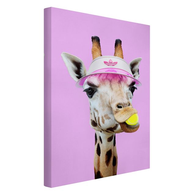 Telas decorativas girafas Giraffe Playing Tennis