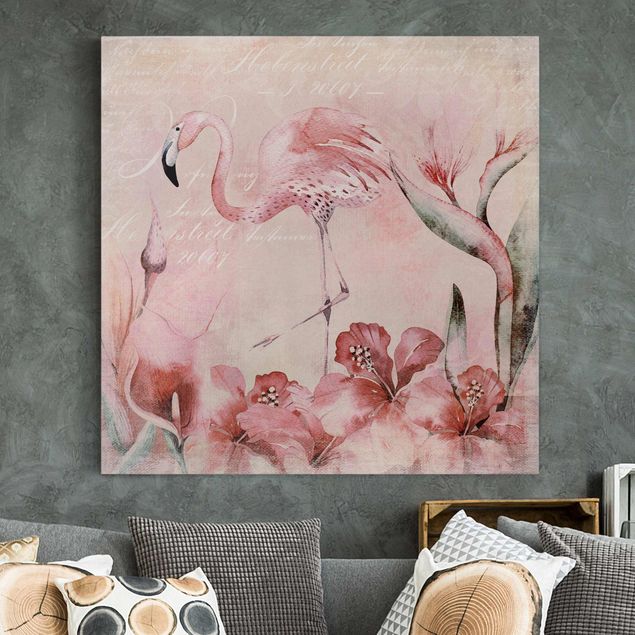 decoraçao cozinha Shabby Chic Collage - Flamingo