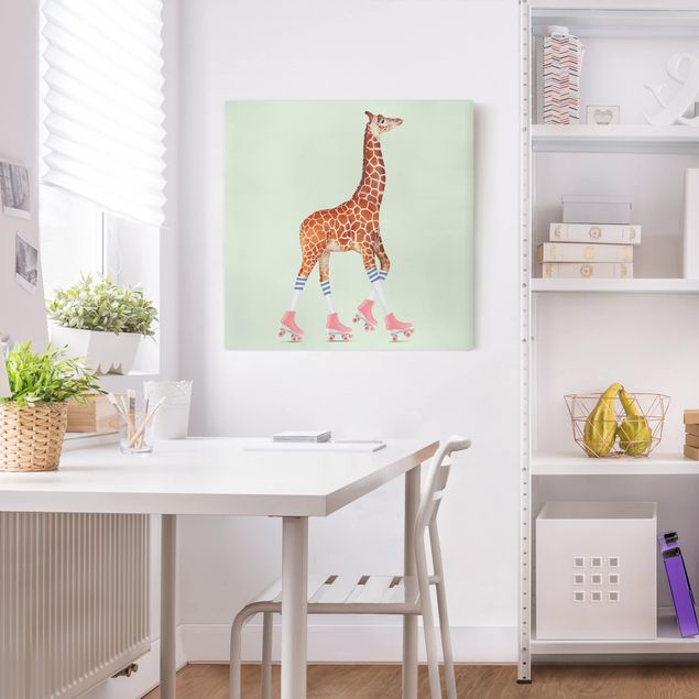 decoração para quartos infantis Giraffe With Roller Skates