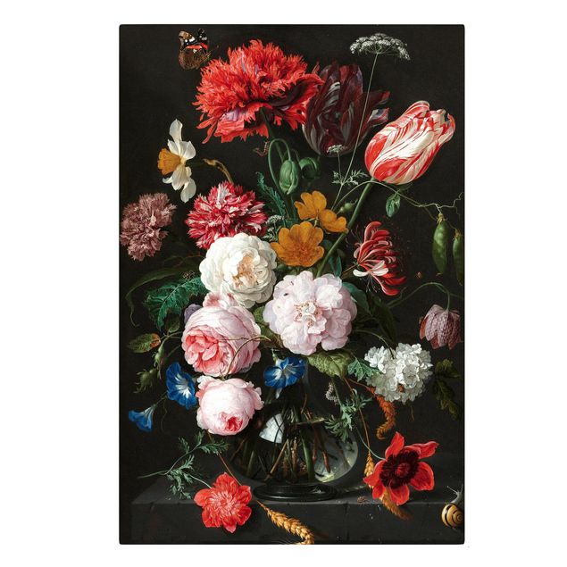 quadro com flores Jan Davidsz De Heem - Still Life With Flowers In A Glass Vase
