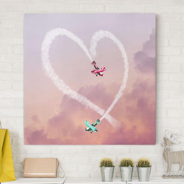 decoraçao para parede de cozinha Heart With Airplanes
