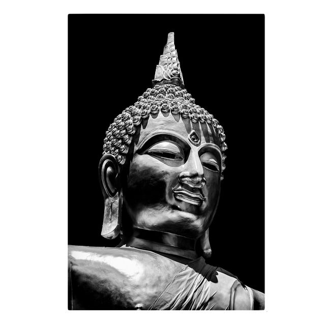 quadros em preto e branco Buddha Statue Face