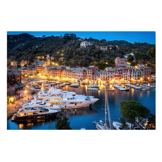 Quadros cidades Night Time In The Harbour Of Portofino