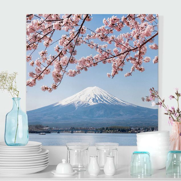 Quadros Ásia Cherry Blossoms With Mt. Fuji