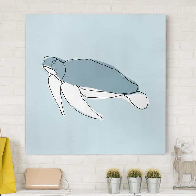 quadro azul Turtle Line Art