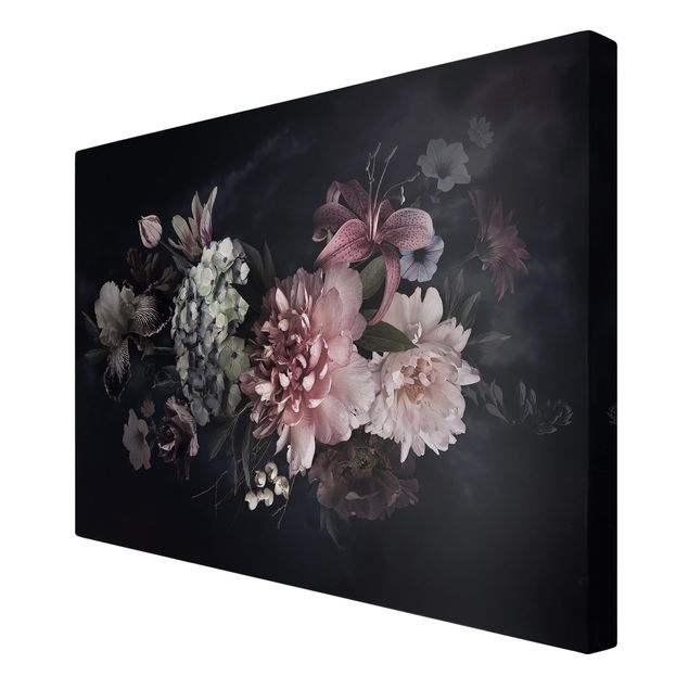 Quadros pretos Flowers With Fog On Black