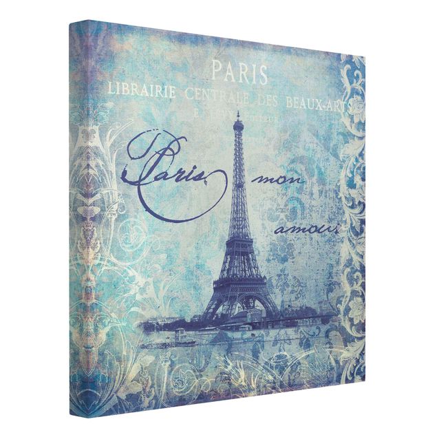 Telas decorativas réplicas de quadros famosos Vintage Collage - Paris Mon Amour