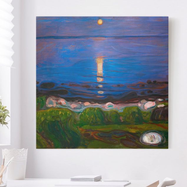 Quadros movimento artístico Expressionismo Edvard Munch - Summer Night By The Beach