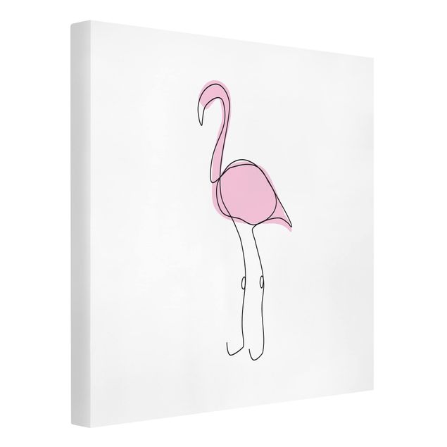 Telas decorativas animais Flamingo Line Art