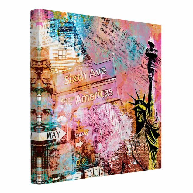Telas decorativas réplicas de quadros famosos Sixth Avenue New York Collage