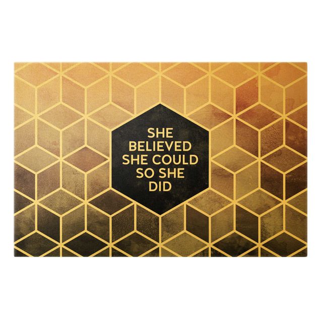 quadros para parede Golden Geometry - She Believed She Could
