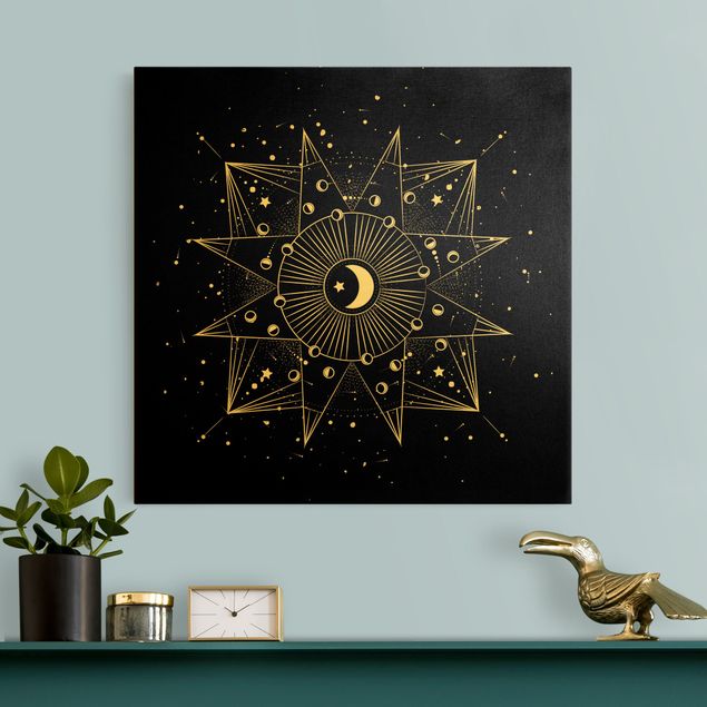 Telas decorativas zen Astrology Moon Magic Black