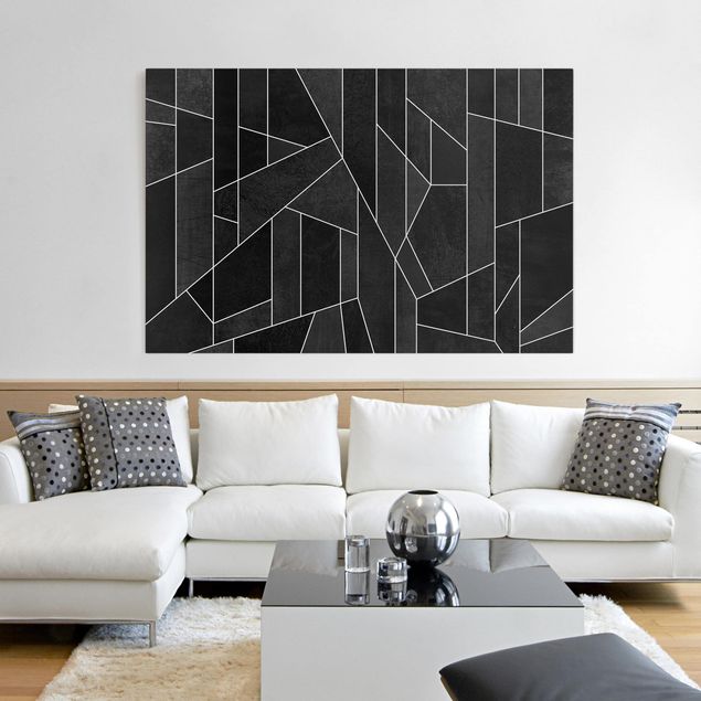 Telas decorativas réplicas de quadros famosos Black And White Geometric Watercolour
