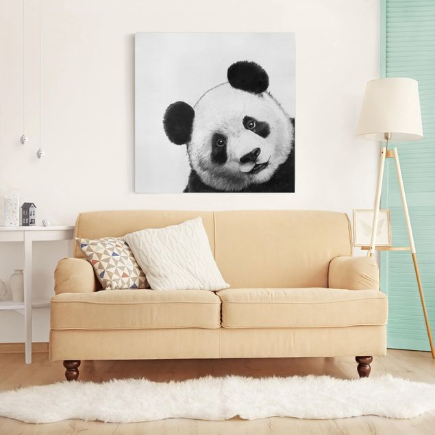 Quadros pandas Illustration Panda Black And White Drawing