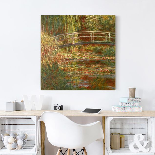 Quadros movimento artístico Impressionismo Claude Monet - Waterlily Pond And Japanese Bridge (Harmony In Pink)