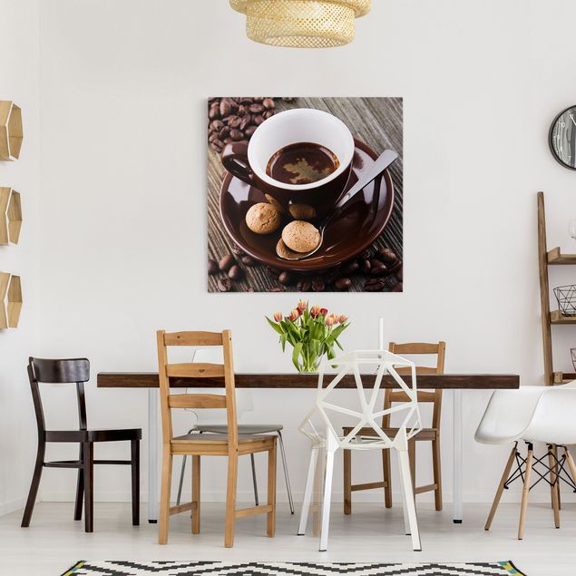 Telas decorativas réplicas de quadros famosos Coffee Mugs With Coffee Beans