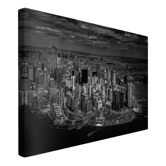 Telas decorativas em preto e branco New York - Manhattan From The Air