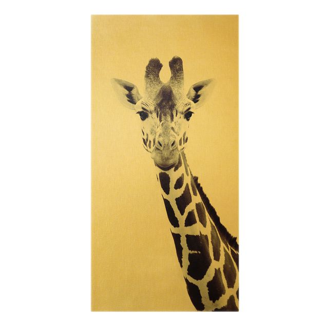 quadros modernos para quarto de casal Giraffe Portrait In Black And White
