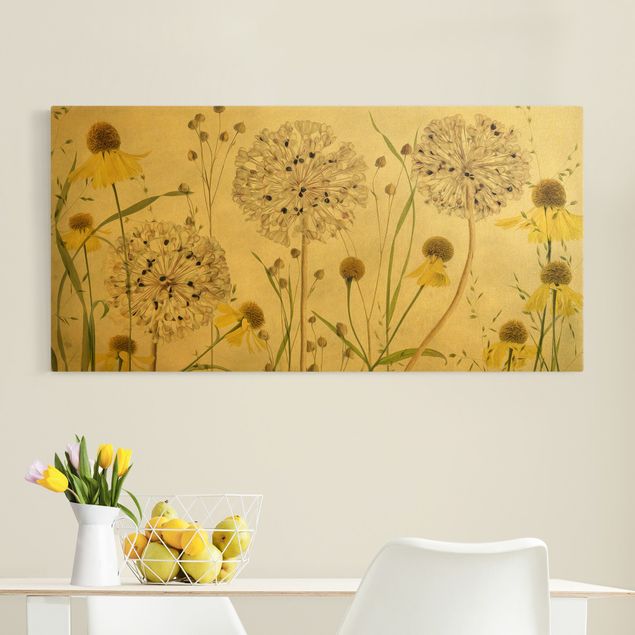 quadro com flores Allium And Helenium Illustration