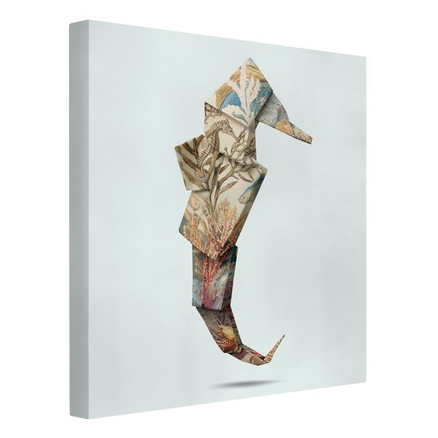 Telas decorativas réplicas de quadros famosos Origami Seahorse