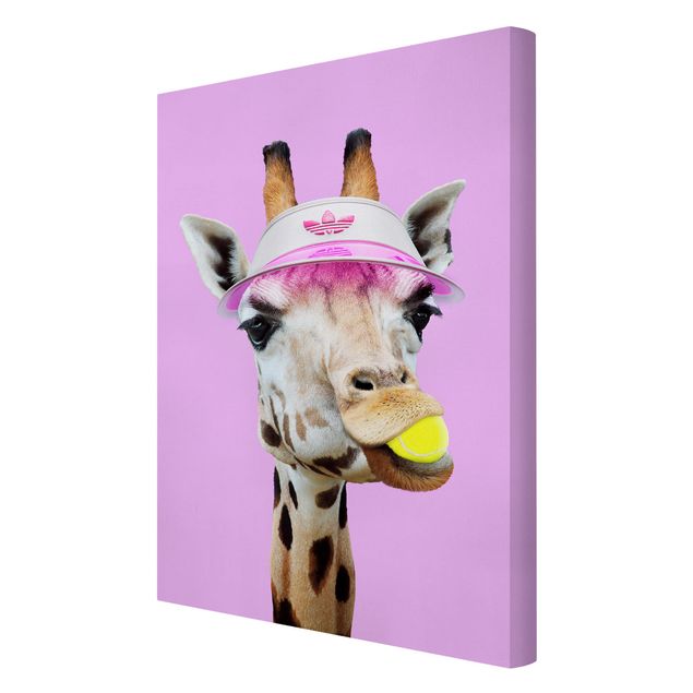 Telas decorativas réplicas de quadros famosos Giraffe Playing Tennis