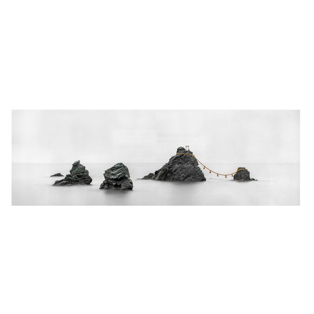 Telas decorativas em preto e branco Meoto Iwa -  The Married Couple Rocks