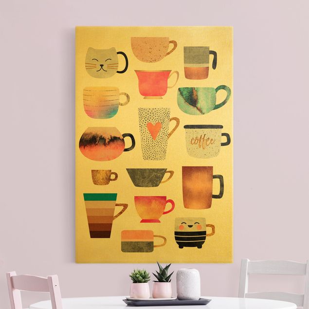 Quadros café Colourful Mugs With Gold