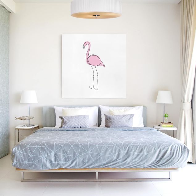 Telas decorativas aves Flamingo Line Art