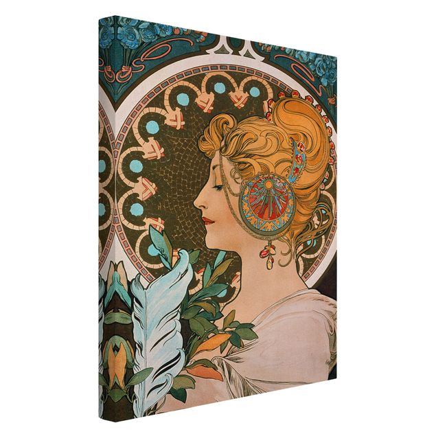 Telas decorativas réplicas de quadros famosos Alfons Mucha - The Feather