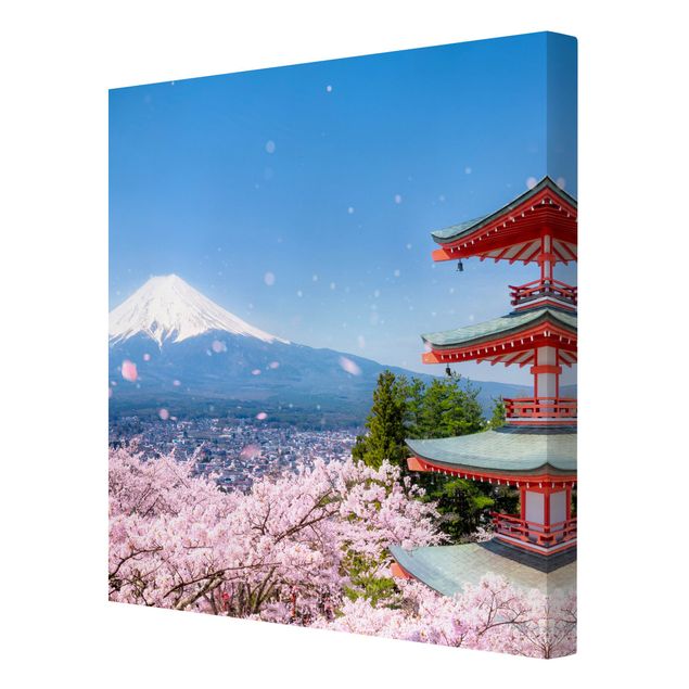 quadro com paisagens Chureito Pagoda And Mt. Fuji