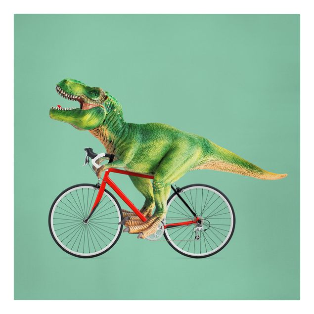 Telas decorativas animais Dinosaur With Bicycle