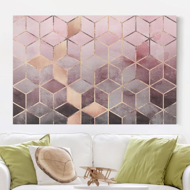 decoraçao cozinha Pink Grey Golden Geometry