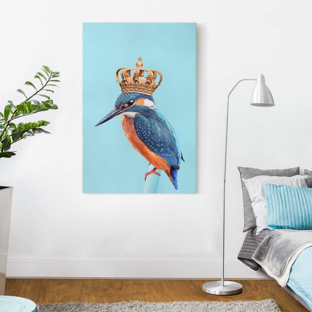 Telas decorativas aves Kingfisher With Crown