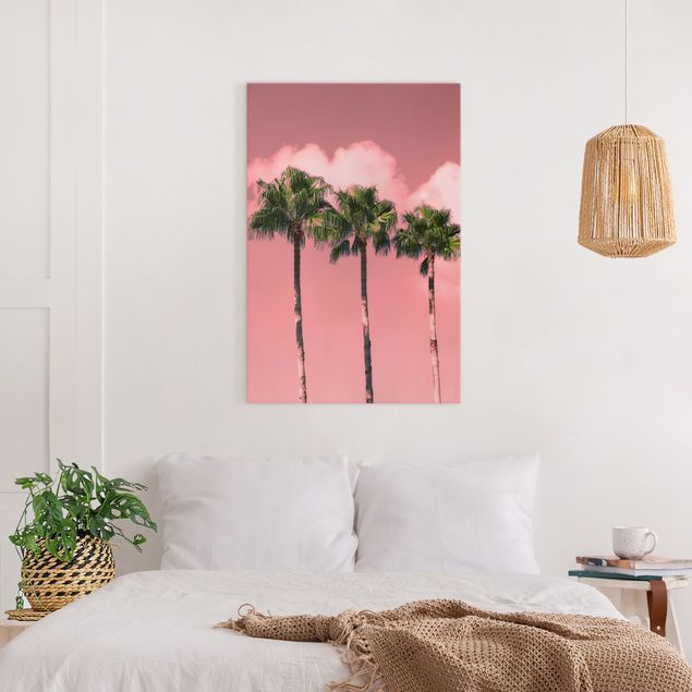 Telas decorativas flores Palm Trees Against Sky Pink