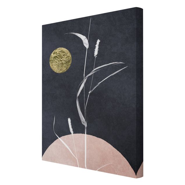quadro azul Golden Moon With Reed