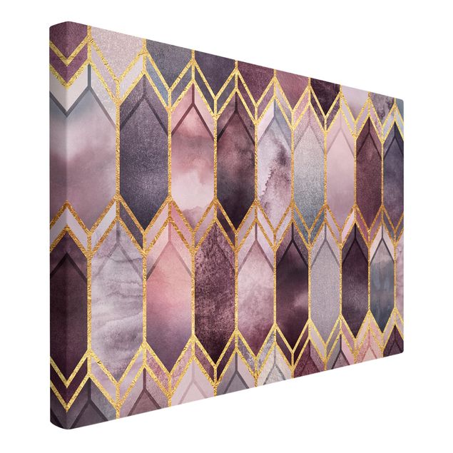 Quadros famosos Stained Glass Geometric Rose Gold