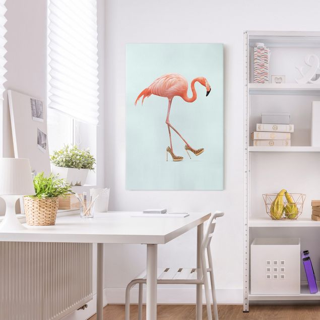 Telas decorativas aves Flamingo With High Heels