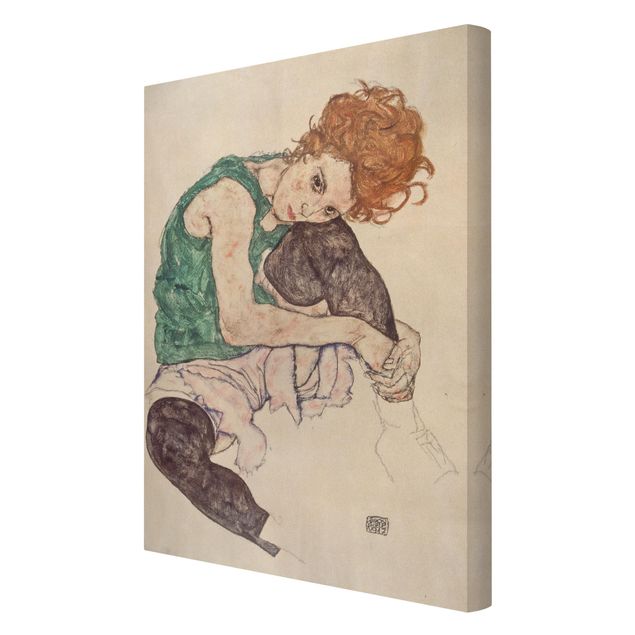 Quadros retratos Egon Schiele - Sitting Woman With A Knee Up
