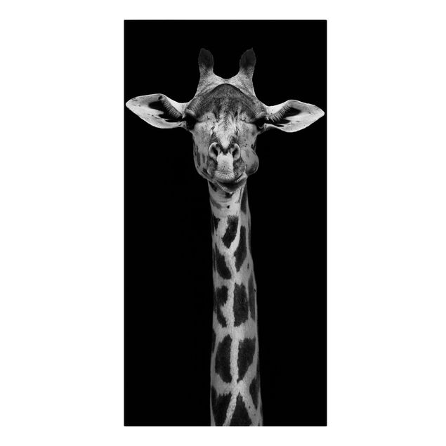Telas decorativas animais Dark Giraffe Portrait