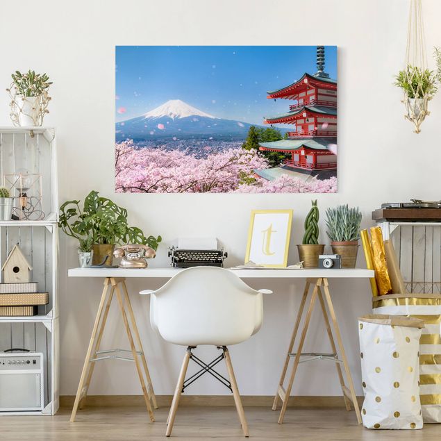 decoraçao para parede de cozinha Chureito Pagoda And Mt. Fuji